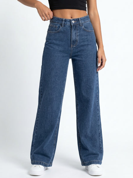 Women’s Smart Dark Blue High-Rise Regular Fit Stretchable Jeans