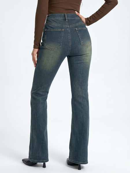 Brown Colour Women Smart Flared High-Rise Wide Leg Jeans