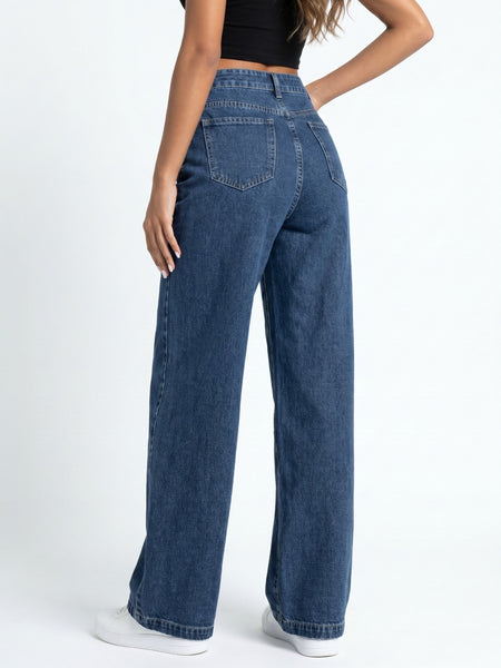 Women’s Smart Dark Blue High-Rise Regular Fit Stretchable Jeans
