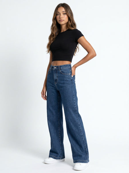 Women’s Smart Dark Blue High-Rise Regular Fit Stretchable Jeans