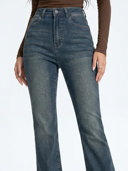 Brown Colour Women Smart Flared High-Rise Wide Leg Jeans