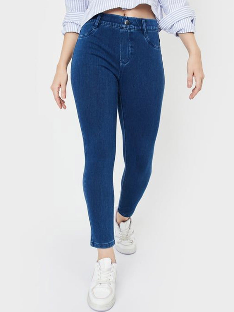 Women’s Light Blue Slim-Fit High-Rise Stretchable Jeans