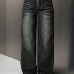 Black Colour Women’s High-Rise Relaxed Fit Acid Wash Jeans