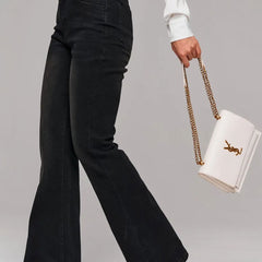 Women’s Black Flared High-Rise Acid-Wash Jeans