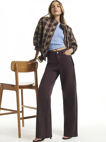 Women’s Chocolate colour High-Rise Wide Leg Stretchable Jeans