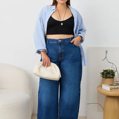 Women's Baggy High-Rise Wide Leg Stretchable Jeans