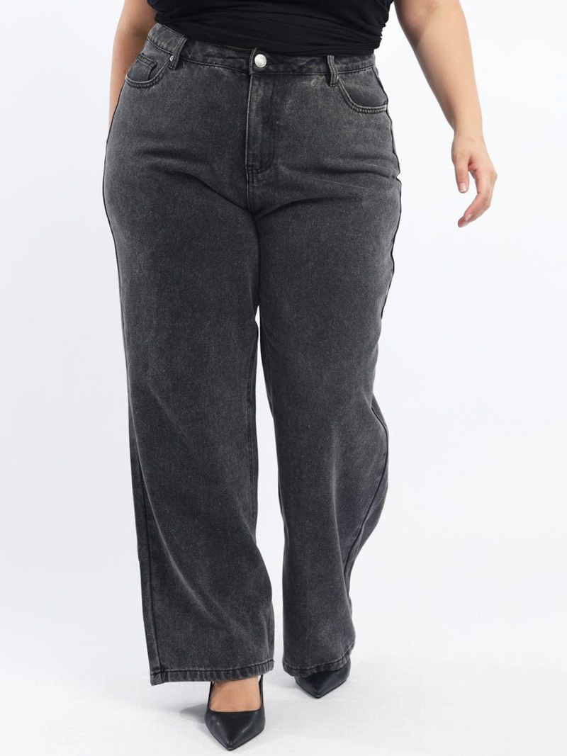 Women's Plus Size Smart Wide Leg High-Rise Stretchable Jeans