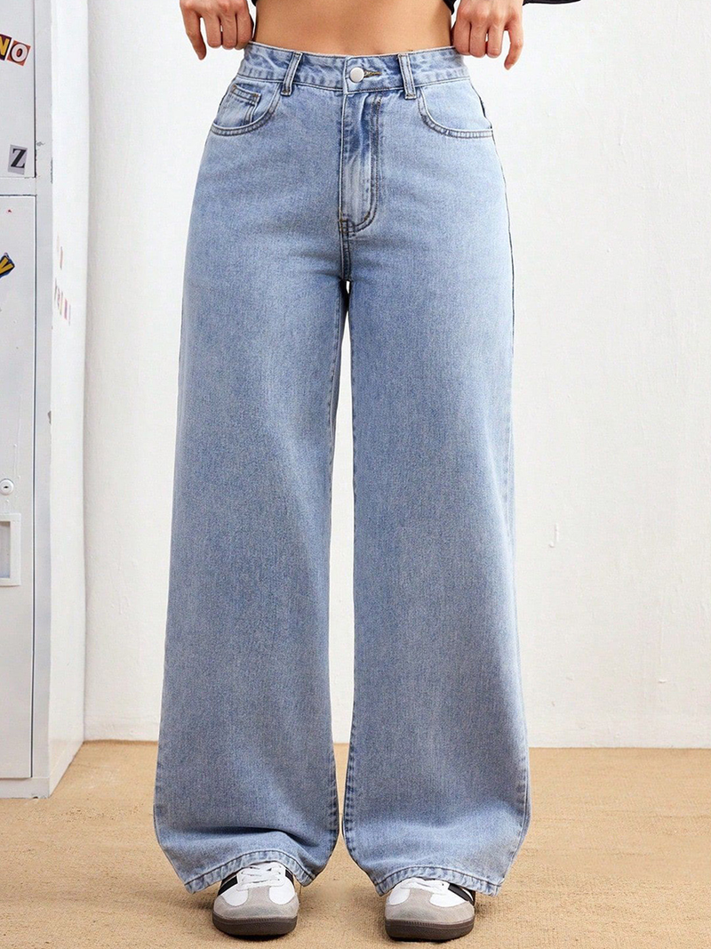 Women's Baggy High-Rise Clean Look Stretchable Jeans
