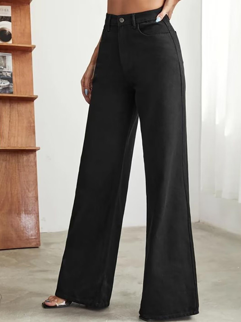 Black colour Women’s High-Rise Relaxed Fit Acid Wash Jeans