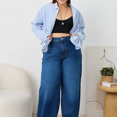 Women's Baggy High-Rise Wide Leg Stretchable Jeans