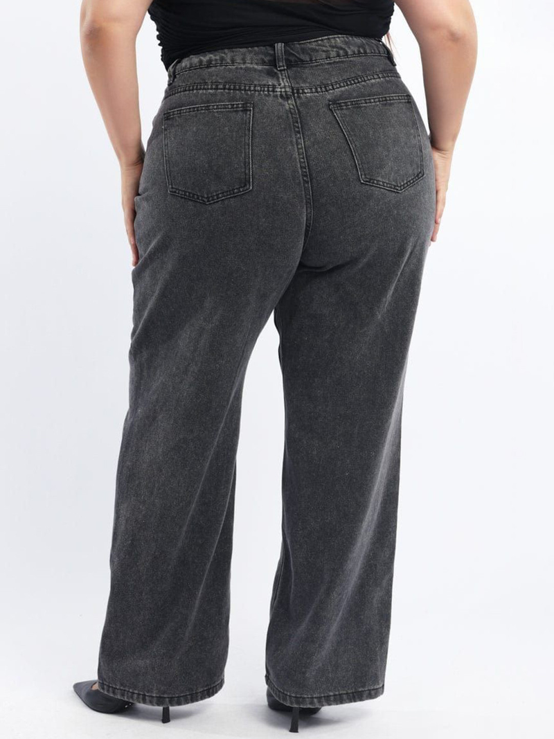 Women's Plus Size Smart Wide Leg High-Rise Stretchable Jeans