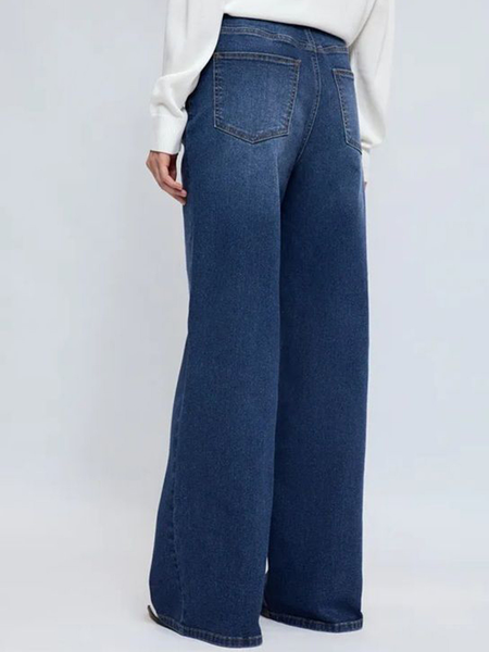 Dark Blue Women’s High-Rise Relaxed Fit Acid Wash Jeans