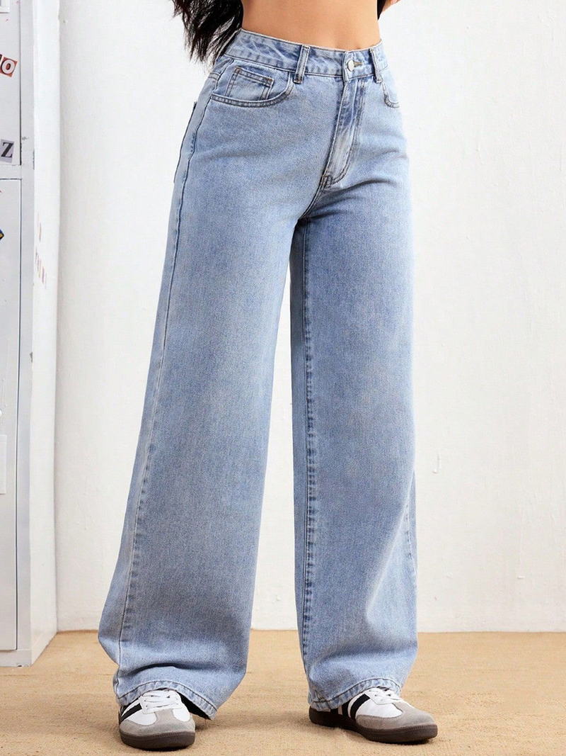 Women's Baggy High-Rise Clean Look Stretchable Jeans