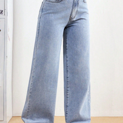 Women's Baggy High-Rise Clean Look Stretchable Jeans
