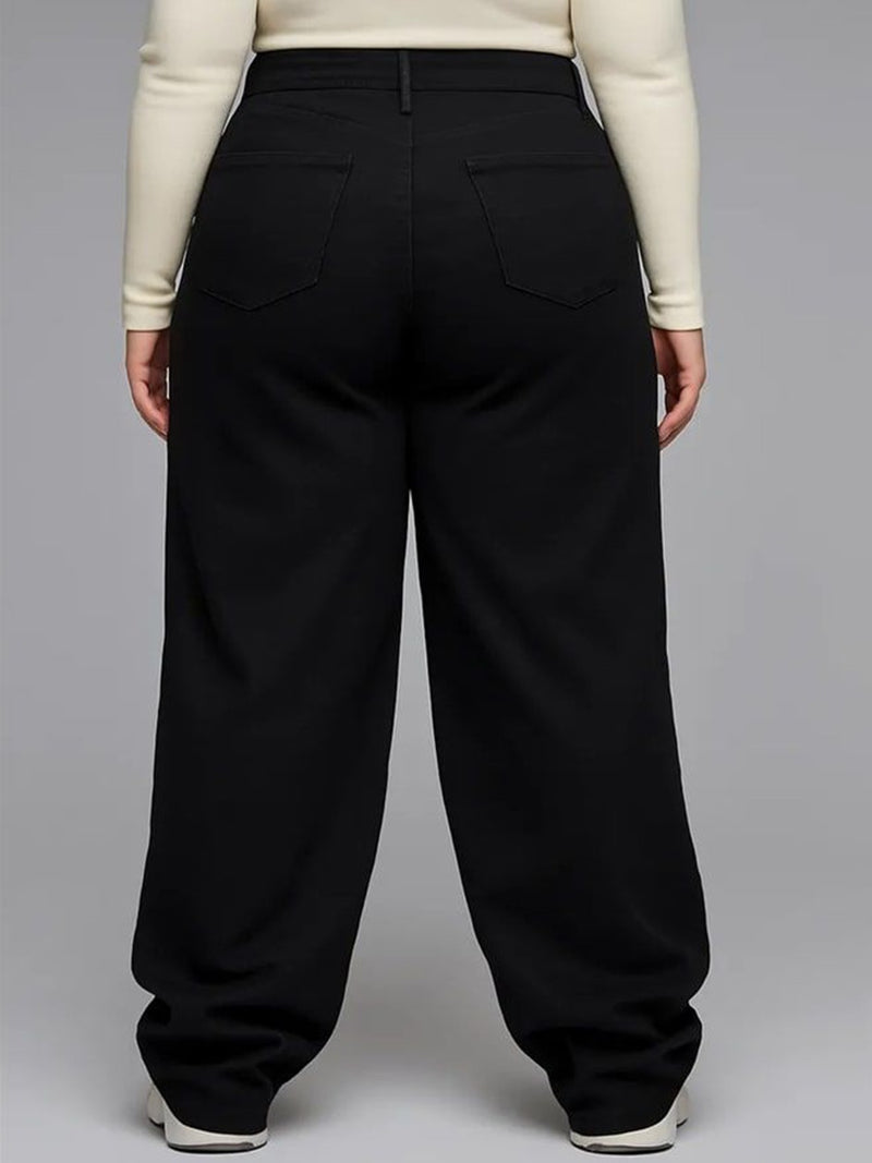 Women’s Black Wide-Leg High-Rise Stretchable Jeans