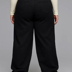 Women’s Black Wide-Leg High-Rise Stretchable Jeans