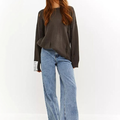 Women’s light blue regular fit high-rise stretchable jeans with light fade detailing.