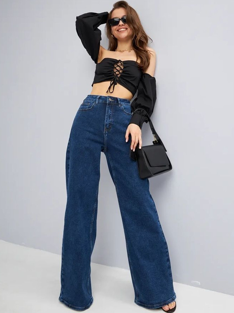 Women’s Smart Wide Leg High-Rise Stretchable Jeans