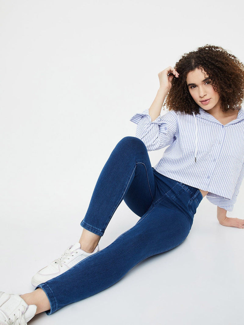 Women’s Light Blue Slim-Fit High-Rise Stretchable Jeans
