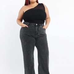 Women's Plus Size Smart Wide Leg High-Rise Stretchable Jeans