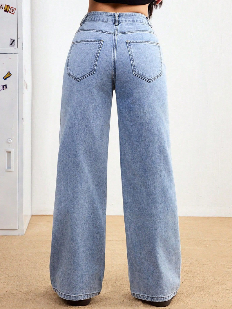 Women's Baggy High-Rise Clean Look Stretchable Jeans