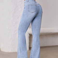 Women’s Light Blue Flared High-Rise Stretchable Jeans