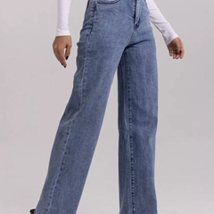 Women’s High-Rise Light Fade Stretchable Loose Wide-Leg Jeans