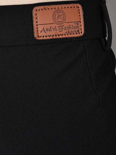 Women's black high-rise comfort straight-fit trousers