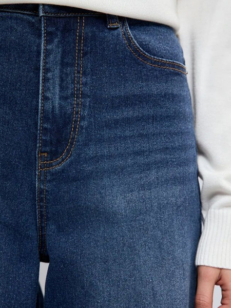 Dark Blue Women’s High-Rise Relaxed Fit Acid Wash Jeans