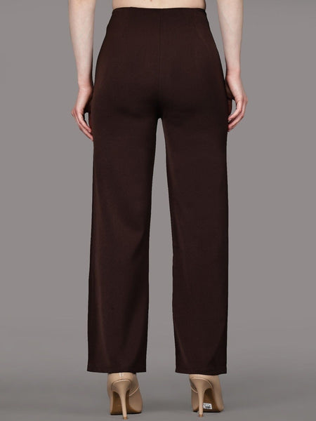 Women’s Comfort High-Rise Pleated Lightweight Brown Trousers