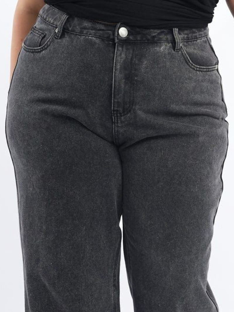 Women's Plus Size Smart Wide Leg High-Rise Stretchable Jeans