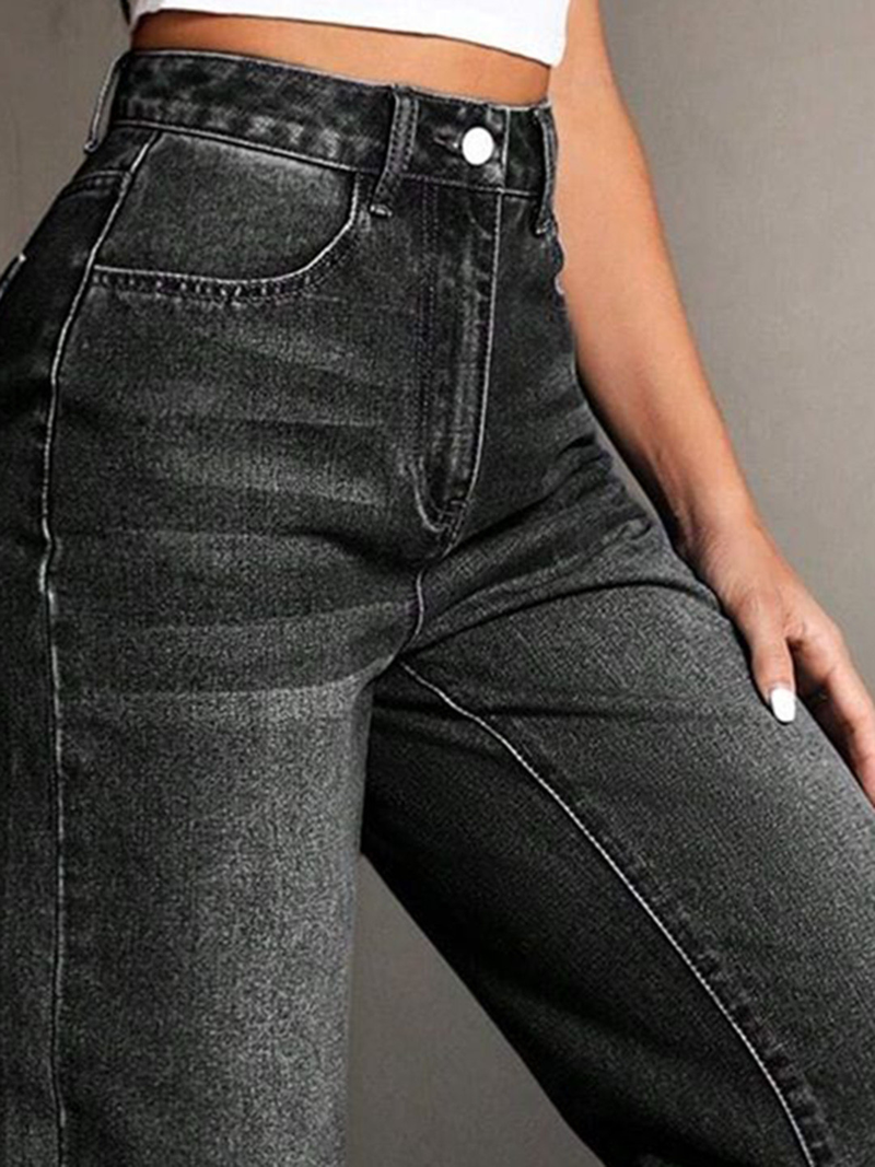 Black Colour Women’s High-Rise Relaxed Fit Acid Wash Jeans