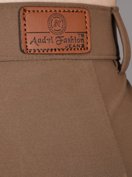 Women’s Comfort High-Rise Stretchable Brown Colour Trousers