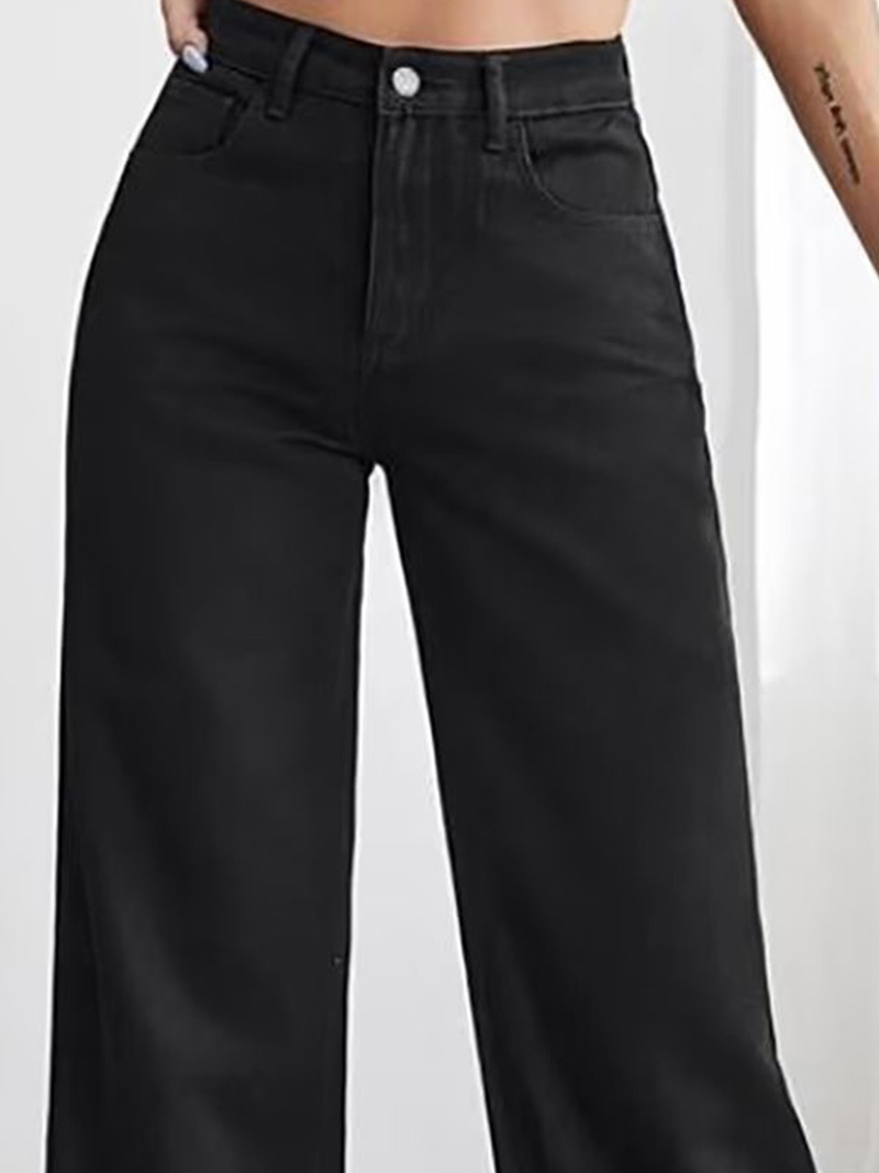 Black colour Women’s High-Rise Relaxed Fit Acid Wash Jeans
