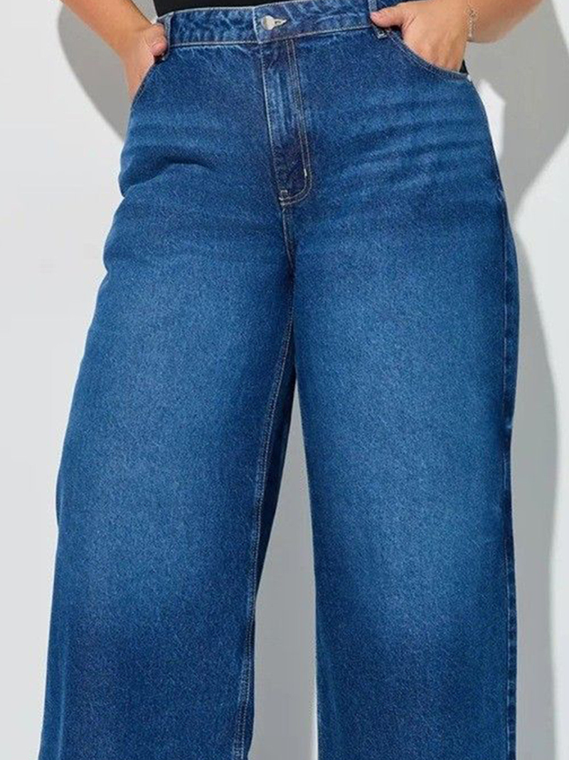 Women's Baggy High-Rise Wide Leg Stretchable Jeans