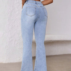 Women’s Light Blue Flared High-Rise Stretchable Jeans
