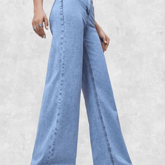 Women's straight fit high-rise highly distressed stretchable jeans.